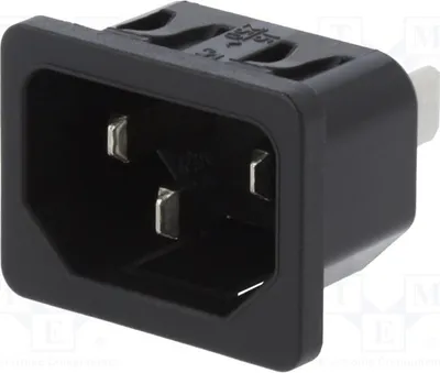Image de 1 connecteur : pour alimentation secteur, prise 10A, référence 6100.4312, connecteurs mâles