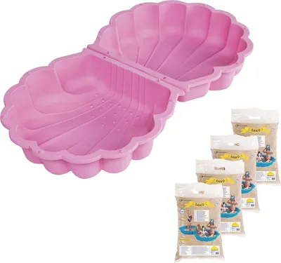 Produktbild von Sandkasten, Muschelform, Rosa, mit Deckel, 2-teiliges Spielzeugset + Sand