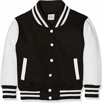 Immagine prodotto di Awdis - Giacca Varsity (stile college americano) per bambini LT3260 (140-146) (nero pece/bianco)