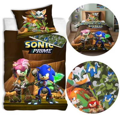 Produktbild von Sonic Bettwäsche für Kinder, 140x200 cm + 60x70 cm, 100% Baumwolle, doppelseitig, mit Reißverschluss,
