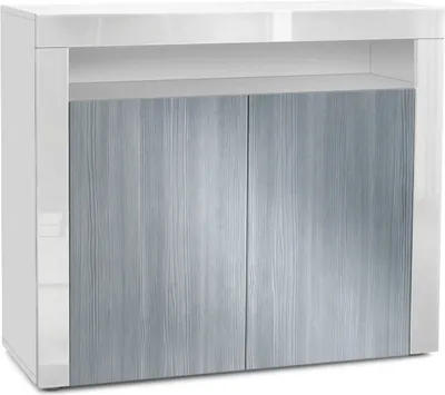 Produktbild von Vladon Kommode Valencia,  Germany, Sideboard mit 2 Türen und 1 offenem Fach, Weiß matt/Avola-Anthrazit/Weiß Hochglanz (108 x 92 x 40 cm)