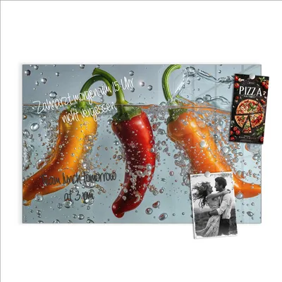 Produktbild von Magnettafel 90x60cm Pinnwand Whiteboard beschreibbar - Paprika im Wasser