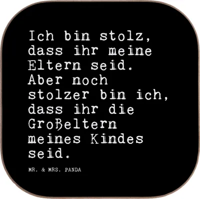 Produktbild von Mr. & Mrs. Panda Untersetzer für Gläser Ich bin stolz, dass... - Schwarz - Geschenk, gläseruntersetzer, Sprüche, Großeltern, Enkel Geburt, schöner Spruch, stolz, Coaster