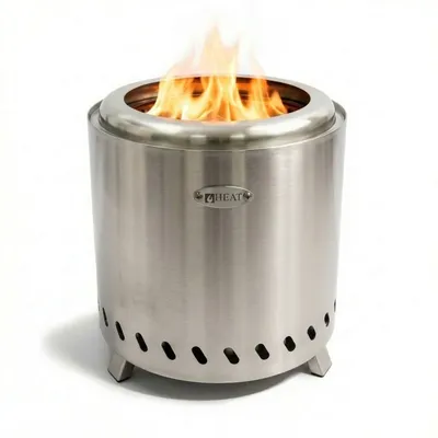 Produktbild von HEAT Rokfri Rauchfreier Feuerkorb - Rauchfreie Feuerschale - Tisch Feuerstelle - Fire Pit Outdoor - 22x22x25cm - Edelstahl