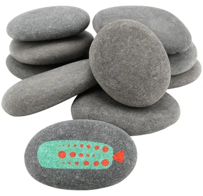 30 natürliche Flusskiesel 5-8 cm zum Bemalen, Bastelsteine, Grau