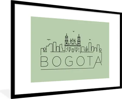 Produktbild von MuchoWow® MuchoWow® Gerahmtes Poster Skyline "Bogota" grün 90x60 cm - Poster mit zchwarzem Bilderrahmen - Wanddekoration - Fotos