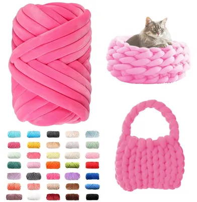 Immagine prodotto di Lana per uncinetto, 500g/16m, colore rosso rosa. Filato spesso, ideale per coperte e borse