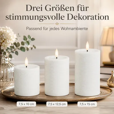 Produktbild von Deluxe Homeart Unique LED-Kerze Echtwachs Weiß - 10 x 10 cm