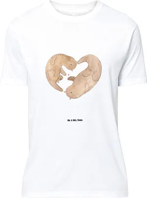 Produktbild von Mr. & Mrs. Panda Größe L T-Shirt Otter Herz - Weiß - Geschenk, mit Spruch, Tshirt, Shirt, Verlobung, Verliebt