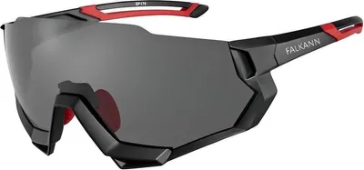 Immagine prodotto di Set di occhiali da ciclismo Falkann Rush - Occhiali da sole e sportivi polarizzati con 5 lenti intercambiabili - Protezione UV400 - Nero/Rosso