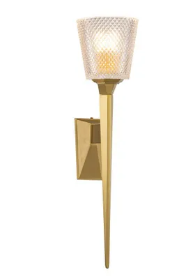 Image de Applique murale Verity en laiton brossé 1xG9x3W, laiton, dim. : 50,6 x 12,6 x 20 cm, IP44, Elstead