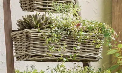 Produktbild von Rattan Pflanzkasten "Koboo Grey" mittel, grau, Balkonkasten mit Halterung, Blumenkasten für Draußen, Pflanzgefäß