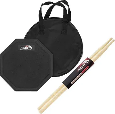 Productafbeelding van Drumstel oefenpad met hickory 5B drumstokken en draagtas