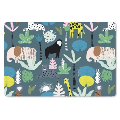 Produktbild von MuchoWow® Schreibtischunterlage Tiere - Pflanzen - Dschungel - Blau 60x40 cm - XXL Mauspad - Großes Mauspad