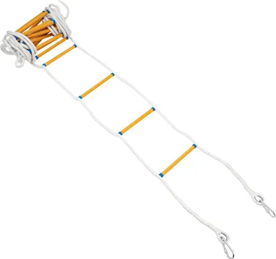 Immagine prodotto di Scala di soccorso - Scala di corda 10 m - Portata 200 kg - Pronta all'uso - Corda in poliestere, componenti in acciaio al manganese - Giallo chiaro