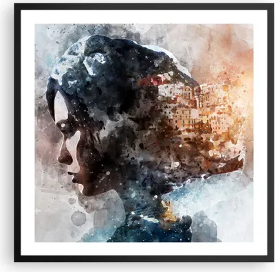 Produktbild von Gerahmtes Poster - Schwarzer Rahmen - Frau Abstraktion - 60x60 cm - Wand Bild - Wanddeko - Wandbilder - Kunstposter - Wandposter - Bilderrahmen - Bilder - Kunstdruck - Wandbild - P2BAC60x60-3956