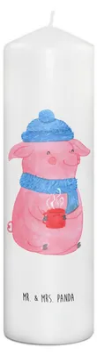 Produktbild von Mr. & Mrs. Panda Kerze Schwein Glühwein 29 x 8 cm XL - Weiß - Geschenk, Erinnerungslicht, Weihnachten, Blockkerze, Glühschwein, Erinnerungskerze, Punsch, Wachskerze