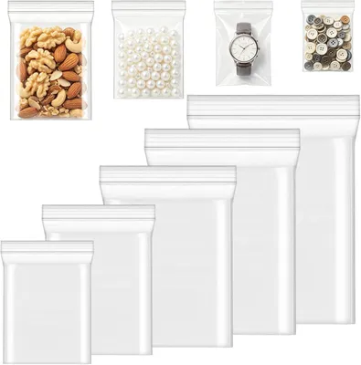 Imagen del producto de Bolsas con cierre hermético, 500 unidades, 5 tamaños, transparentes, para almacenamiento