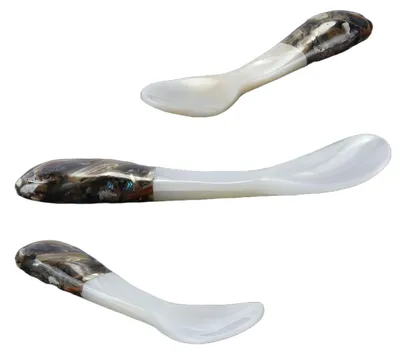 Kaviar-Löffel-Set, 6 Stück, 10 cm, Abalone-Griff