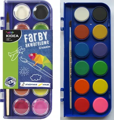 Produktbild von Aquarellfarben 12 Farben + Pinsel