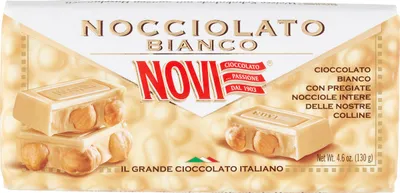 Produktbild von Cioccolato Nocciolalto Bianco 130g ganze Nüsse weiße Schokolade - Novi