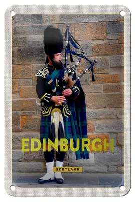 Produktbild von Blechschild Reise 12x18cm Edinburgh Scotland Dudelsack Mann Dekoration