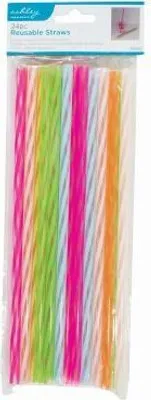 Produktbild von Ashley wiederverwendbare Strohhalme – 23 cm – mehrfarbig, 24 Stück