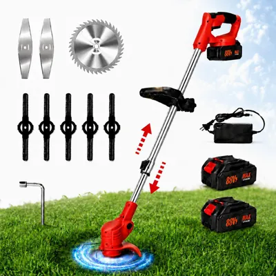 Produktbild von Akku  Rasentrimmer mit 2 Akkus & Ladegerät, 3 in 1 Freischneider akku, 18000 U/min, Teleskopstiel 90-120cm, für Garten & Hof