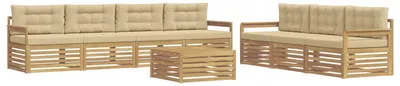Produktbild von vidaXL Outdoor-Sofagarnitur 8 pcs Weiß und Beige 79 x 79 x 37 cm