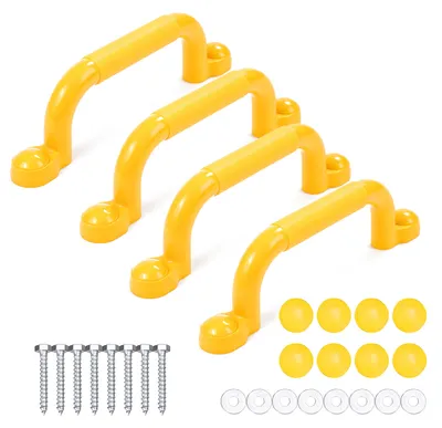 Produktbild von Relaxdays Klettergerüst Griffe, 4er Pack, je Haltegriff bis 100 kg, Spielturm & Hochbett, Zubehör, Kunststoff, gelb