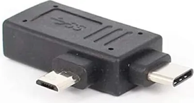 Produktbild von SYSTEM-S USB 3.1 Y Adapter Typ C + Micro Stecker zu 2.0 Typ A Buchse Kabel in Schwarz