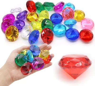 Productafbeelding van Acryl edelstenen - 26 stuks - 40 mm - meerkleurig - decoratie voor aquarium en schattenjacht