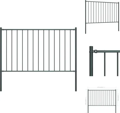 Image de vidaXL Panneau de clôture avec poteaux Acier revêtu par poudre 1,7x1m Anthracite - Panneaux de clôture