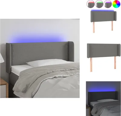 Produktbild von vidaXL LED Kopfteil Dunkelgrau 93x16x78/88 cm Stoff -  Kopf- & Fußenden