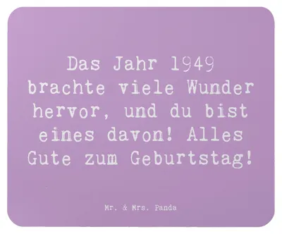 Produktbild von Mr. & Mrs. Panda Mousepad Spruch 1949 Geburtstag Wunder - Lavendeltraum - Geschenk, pc mausunterlage, Happy Birthday, Glückwunsch, Lächeln, laptop, magische Momente