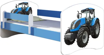 Immagine prodotto di ACMA letto per ragazzi letto per bambini completo di materasso con rete a doghe e protezione anticaduta Blu 42 Tractor 140x70