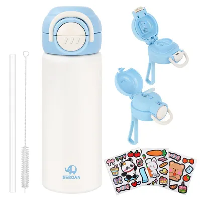 Image de Bouteille isotherme en acier inoxydable, 550 ml, anti-fuite, thermos double paroi, bleue