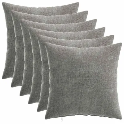 Imagen del producto de vidaXL, fundas de cojín, 6 unidades, HEERLEN, gris oscuro, 40 x 40 cm, tejido de chenilla