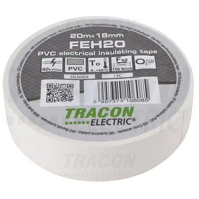 Obrázok produktu pre Tracon Electric Izolačná páska 18mm/20m PVC biel. (FEH 20)