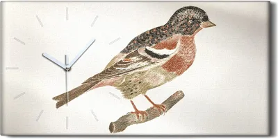 Produktbild von Wanduhr Bürouhr Leinwand Bild Geräuschlos 60x30 Zeichnung Tier Vogel Zweig Kunst - weiße Hände