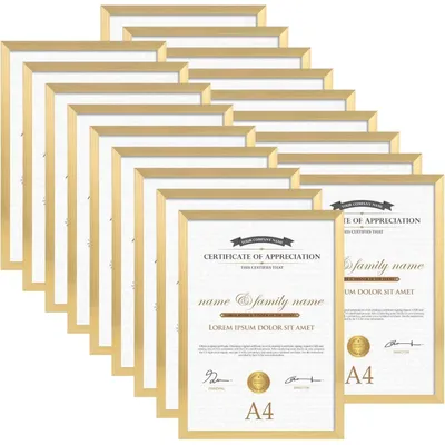Obrázek produktu pro Sada 18 kusů zlatých rámečků formátu A4, vhodné na zeď i na stůl