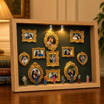 Mini-Museum Silhouette Box mit LED, 11 Rahmen, DIY
