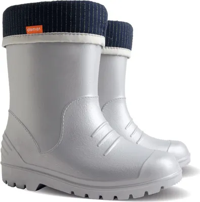 Produktbild von DEMAR Kinder Gummistiefel DINO Gefüttert Regenstiefel mit Einlage Ultraleicht Silber 26/27