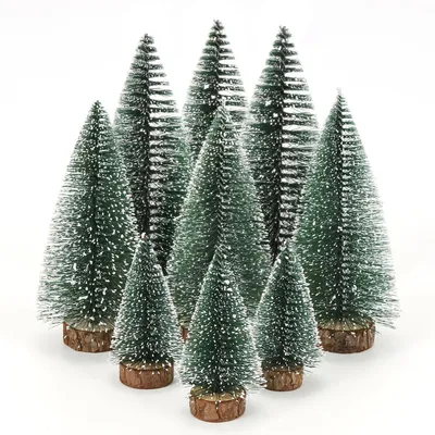 Immagine prodotto di Set di mini alberi di Natale, 9 pezzi, abete artificiale con effetto neve, 10/15/20 cm, verde, decorazione da tavolo, fai da te