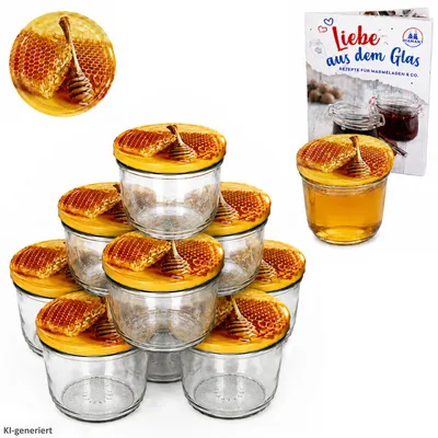 Immagine prodotto di Set da 25 barattoli da 230 ml To82 con coperchio a nido d'ape Carino e libretto di istruzioni