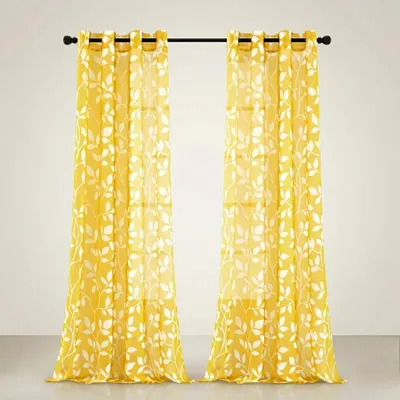 Produktbild von Schlaufenvorhänge halbtransparent Set 2 Stück 140x240 cm Gelb