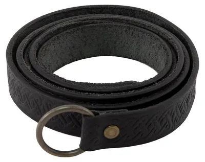 Produktbild von Langgürtel mit keltischem Knotenmuster Leder mit Ring 190 cm Schwarz