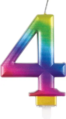 Produktbild von Geburtstagskerze Zahl 4 im farbenfrohen Regenbogen-Design für Kindergeburtstag