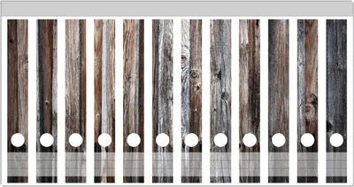 Produktbild von Wallario Ordnerrücken Sticker, selbstklebend für schmale Ordner, 12 Stück, Motiv Alte Holzwand - Holzplanken in grau und braun