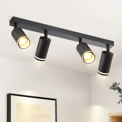 Immagine prodotto di ZMH Plafoniera LED nera Faretto da soffitto: 4 fiamme GU10 Faretto orientabile Faretti da soffitto moderniSoggiorno Cucina Camera da letto, Senza lampadine